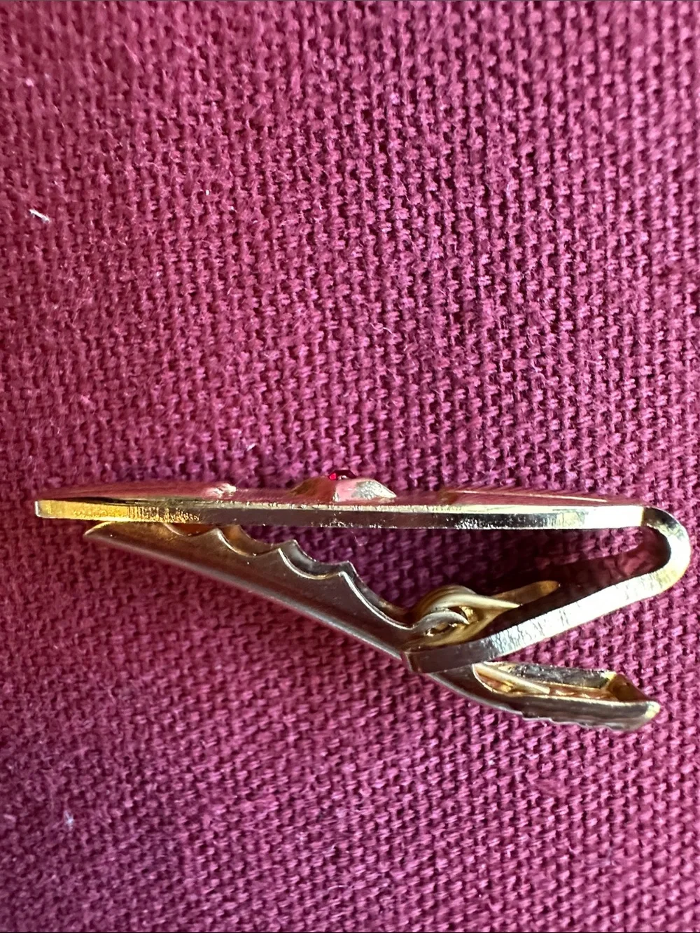 Vintage Tie Tack Gold Tone With Garnet Stone  in Excellent Condition!